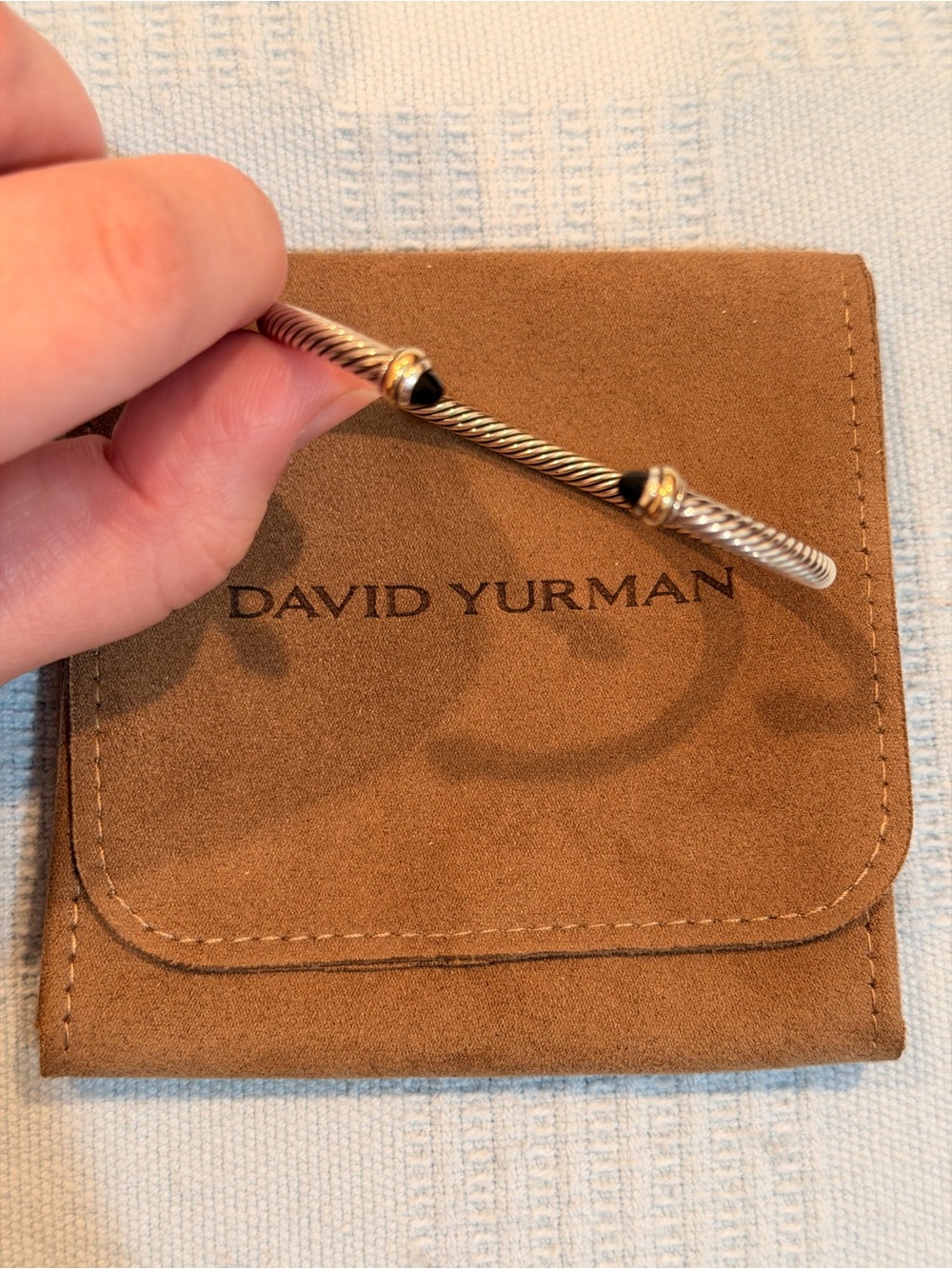 David Yurman Authentic Classic Cable Bracelet | 4mm | Medium | 18k Gold | Onyx - Picture 8 of 10